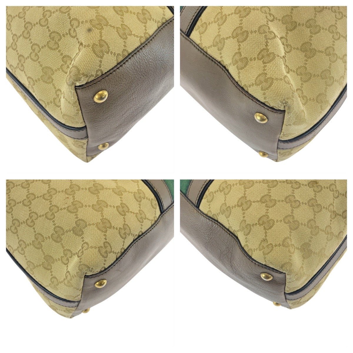 GUCCI Tote Bag 309621 GG canvas, leather Beige Brown Gold Metal Tote Bag Shoulder Bag 2way Sherry line Women Used Authentic