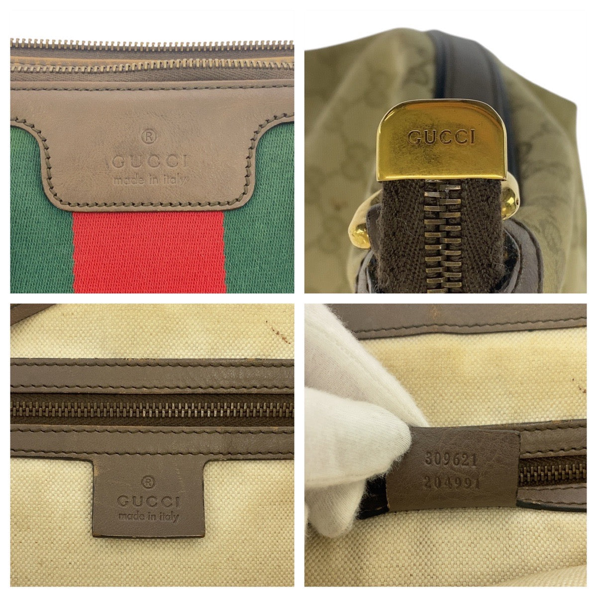 GUCCI Tote Bag 309621 GG canvas, leather Beige Brown Gold Metal Tote Bag Shoulder Bag 2way Sherry line Women Used Authentic