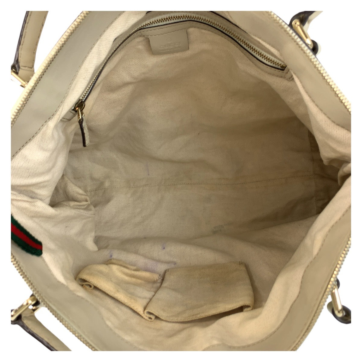 GUCCI Tote Bag 257349 GG canvas, leather Beige Gold Metal Tote Bag Shoulder Bag 2way Mayfair Sherry Line Women Used Authentic