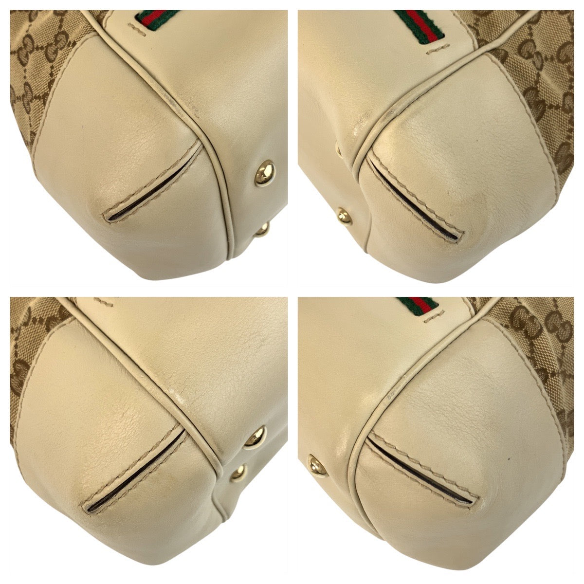 GUCCI Tote Bag 257349 GG canvas, leather Beige Gold Metal Tote Bag Shoulder Bag 2way Mayfair Sherry Line Women Used Authentic