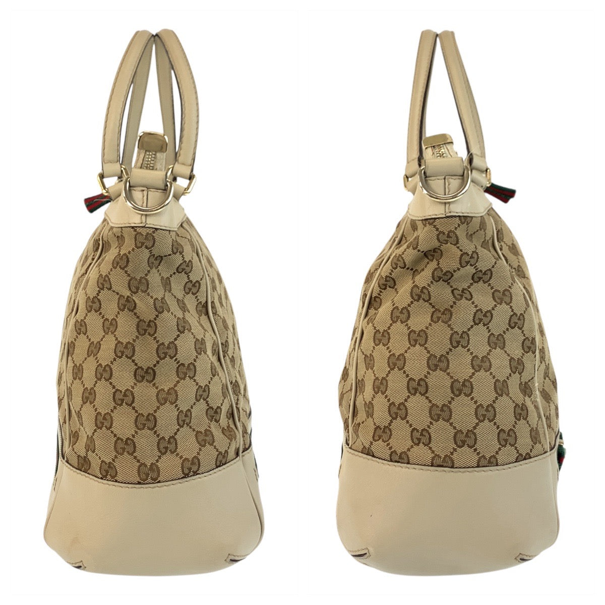 GUCCI Tote Bag 257349 GG canvas, leather Beige Gold Metal Tote Bag Shoulder Bag 2way Mayfair Sherry Line Women Used Authentic