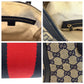 GUCCI Handbag 247205 GG canvas, leather Gray Navy Gold Metal Handbag Boston Duffel bag Shoulder Bag 2way Sherry line Women Used Authentic