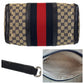 GUCCI Handbag 247205 GG canvas, leather Gray Navy Gold Metal Handbag Boston Duffel bag Shoulder Bag 2way Sherry line Women Used Authentic