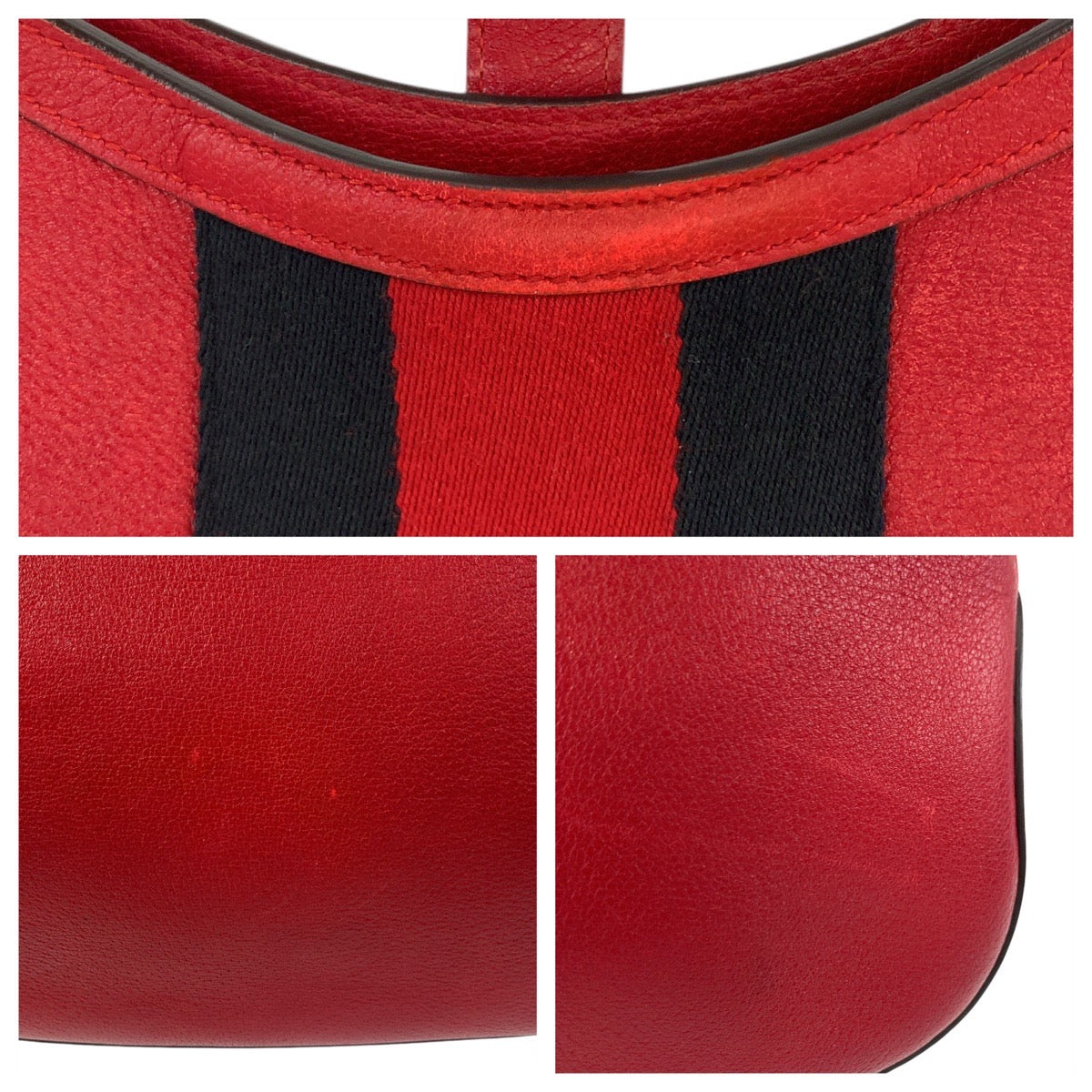 GUCCI Shoulder Bag 365458 leather Red Gold Metal Hobo Shoulder Bag Jackie Shelly Line Women Used Authentic