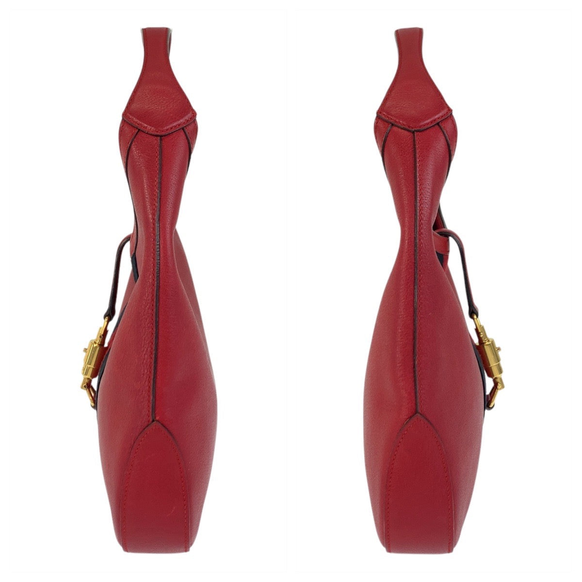 GUCCI Shoulder Bag 365458 leather Red Gold Metal Hobo Shoulder Bag Jackie Shelly Line Women Used Authentic