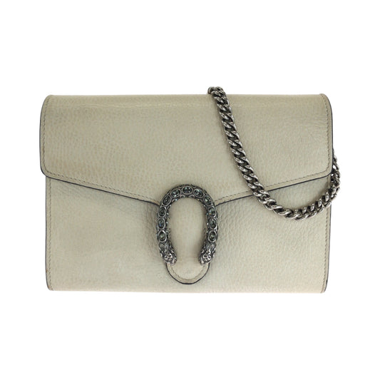 GUCCI Shoulder Bag 401231 leather White SilverMetal Dionysus