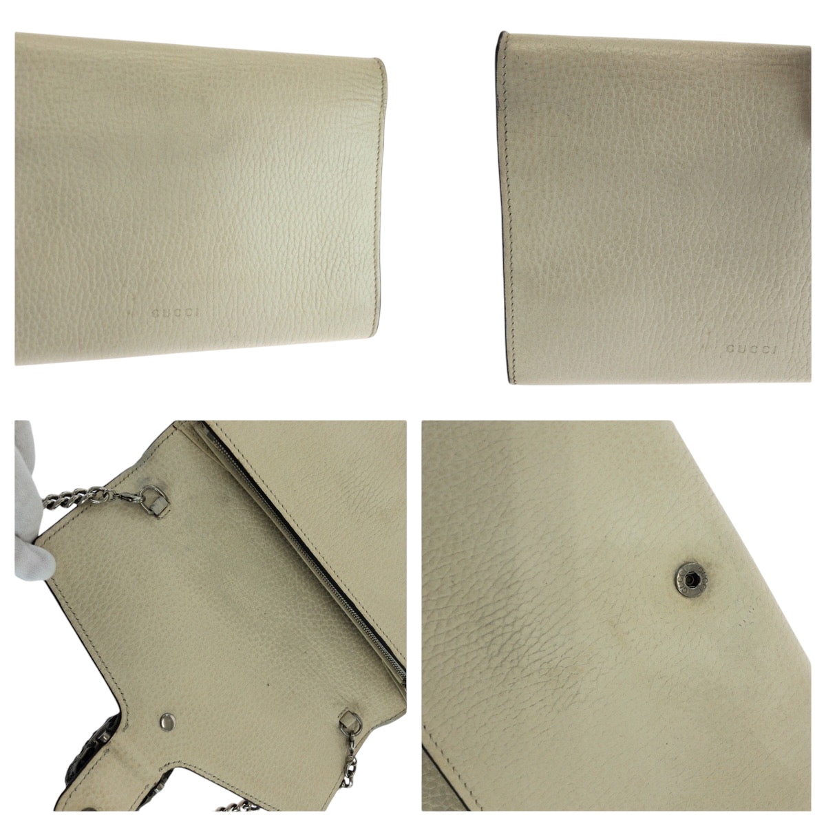 GUCCI Shoulder Bag 401231 leather White SilverMetal Dionysus