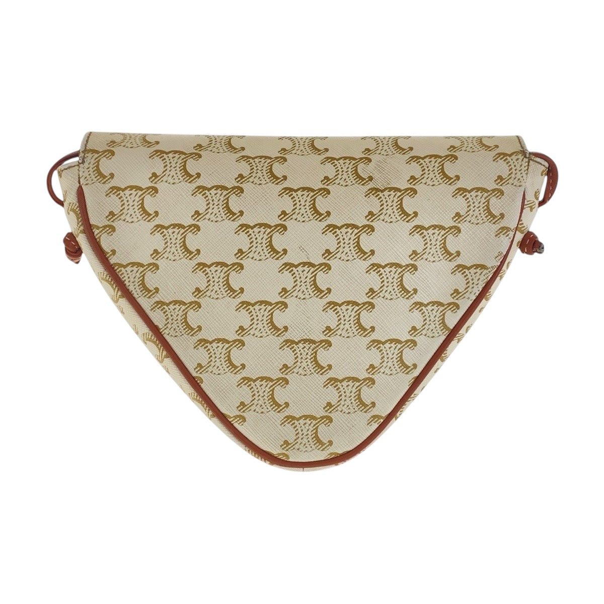 CELINE Shoulder Bag PVC beige Crossbody Shoulder Bag Pochette Triomphe Triangle Women Used Authentic