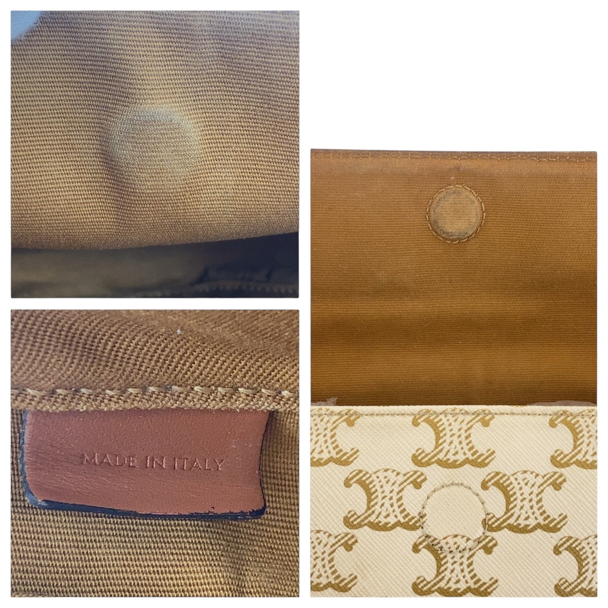 CELINE Shoulder Bag PVC beige Crossbody Shoulder Bag Pochette Triomphe Triangle Women Used Authentic