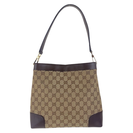 GUCCI Shoulder Bag 001 4231 GG canvas, leather Beige Brown Gold Metal Women Used Authentic