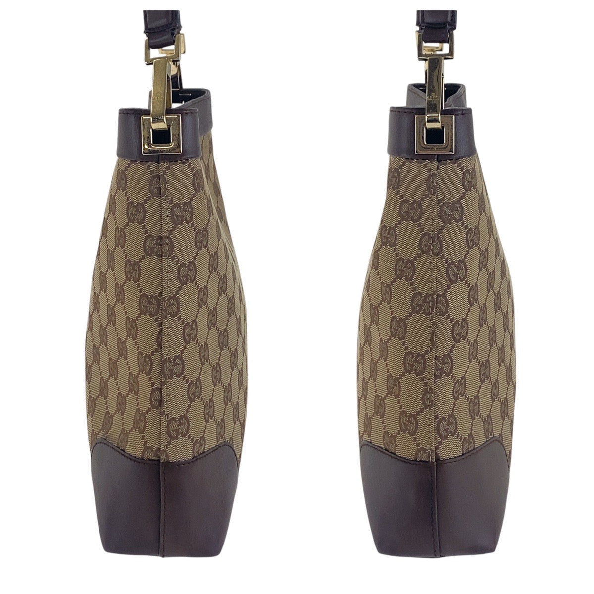 GUCCI Shoulder Bag 001 4231 GG canvas, leather Beige Brown Gold Metal Women Used Authentic