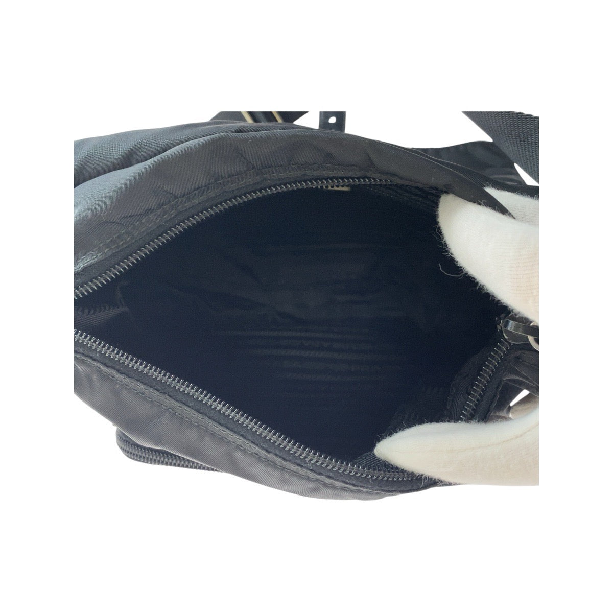 PRADA Shoulder Bag Nylon Black SilverMetal Shoulder Bag Messenger bag Test Triangle With logo mens Used Authentic
