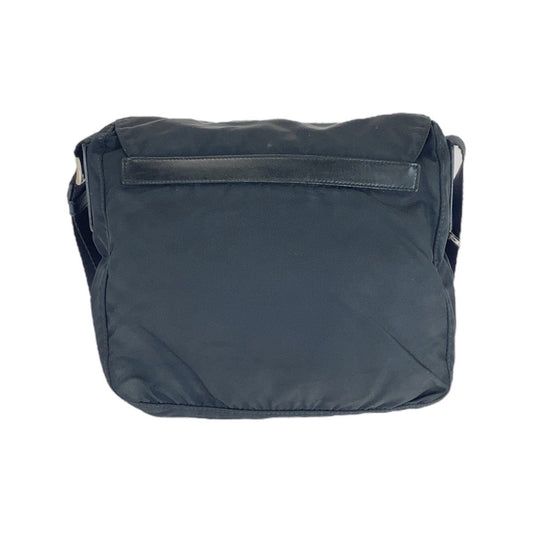 PRADA Shoulder Bag Nylon Black SilverMetal Shoulder Bag Messenger bag Test Triangle With logo mens Used Authentic