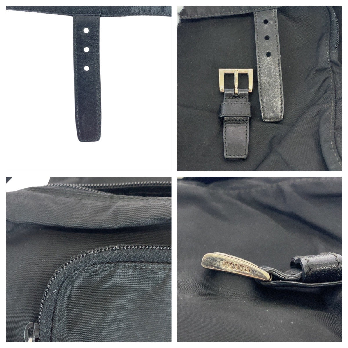 PRADA Shoulder Bag Nylon Black SilverMetal Shoulder Bag Messenger bag Test Triangle With logo mens Used Authentic