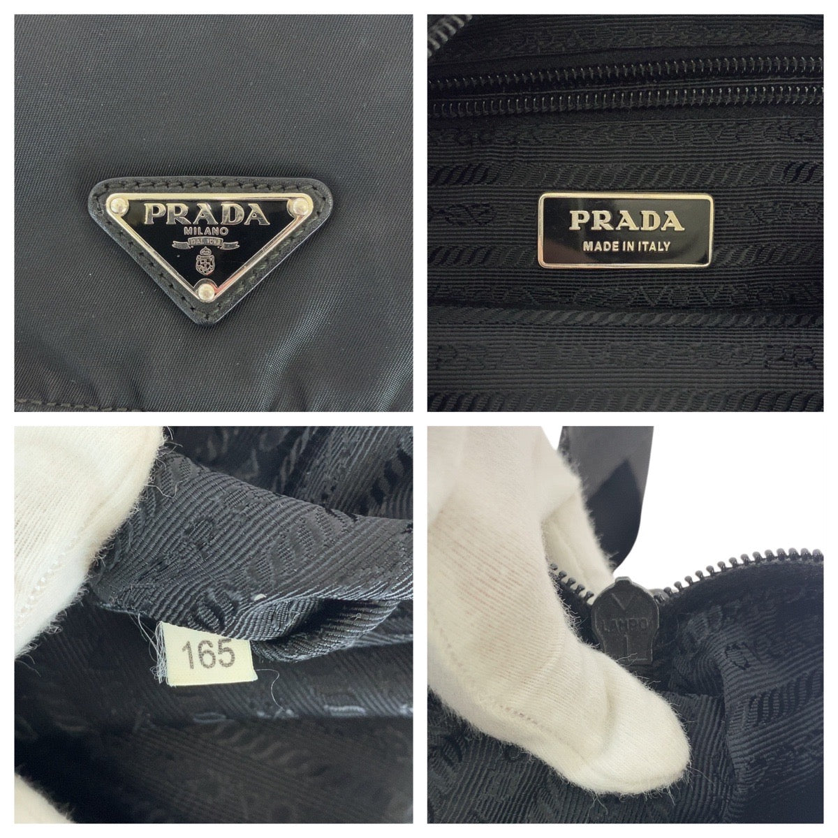 PRADA Shoulder Bag Nylon Black SilverMetal Shoulder Bag Messenger bag Test Triangle With logo mens Used Authentic