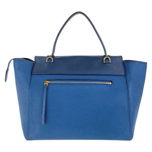 CELINE Handbag leather Blur Navy Gold Metal Handbag Shoulder Bag 2WAY Belt bag Women Used Authentic