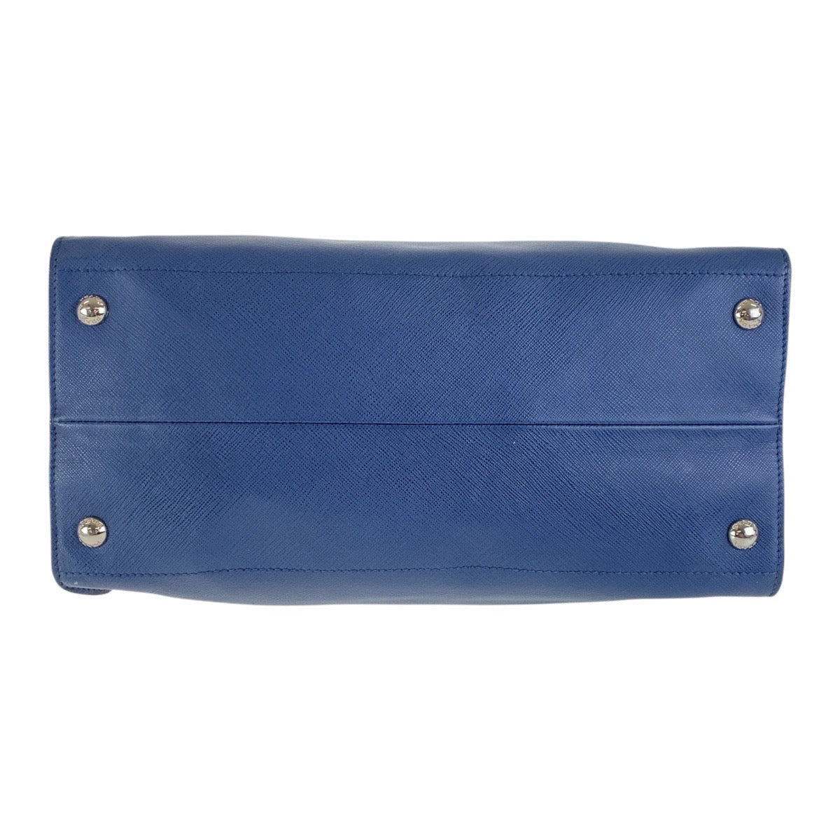 PRADA Tote Bag 227 31/S leather Navy SilverMetal Tote Bag Shoulder Bag Unisex Safiano Triangle With logo Women Used Authentic