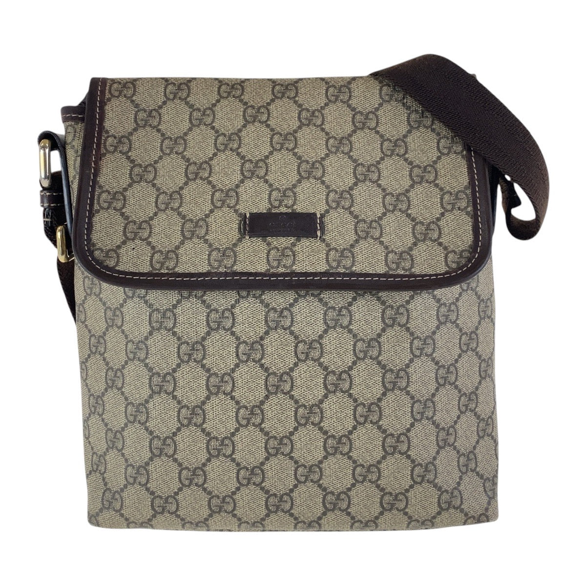 GUCCI Shoulder Bag 223666 GG Supreme Canvas Beige Brown SilverMetal Crossbody Shoulder Bag Unisex Women Used Authentic