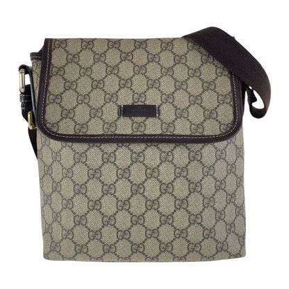 GUCCI Shoulder Bag 223666 GG Supreme Canvas Beige Brown SilverMetal Crossbody Shoulder Bag Unisex Women Used Authentic
