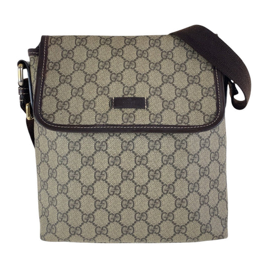 GUCCI Shoulder Bag 223666 GG Supreme Canvas Beige Brown SilverMetal Crossbody Shoulder Bag Unisex Women Used Authentic