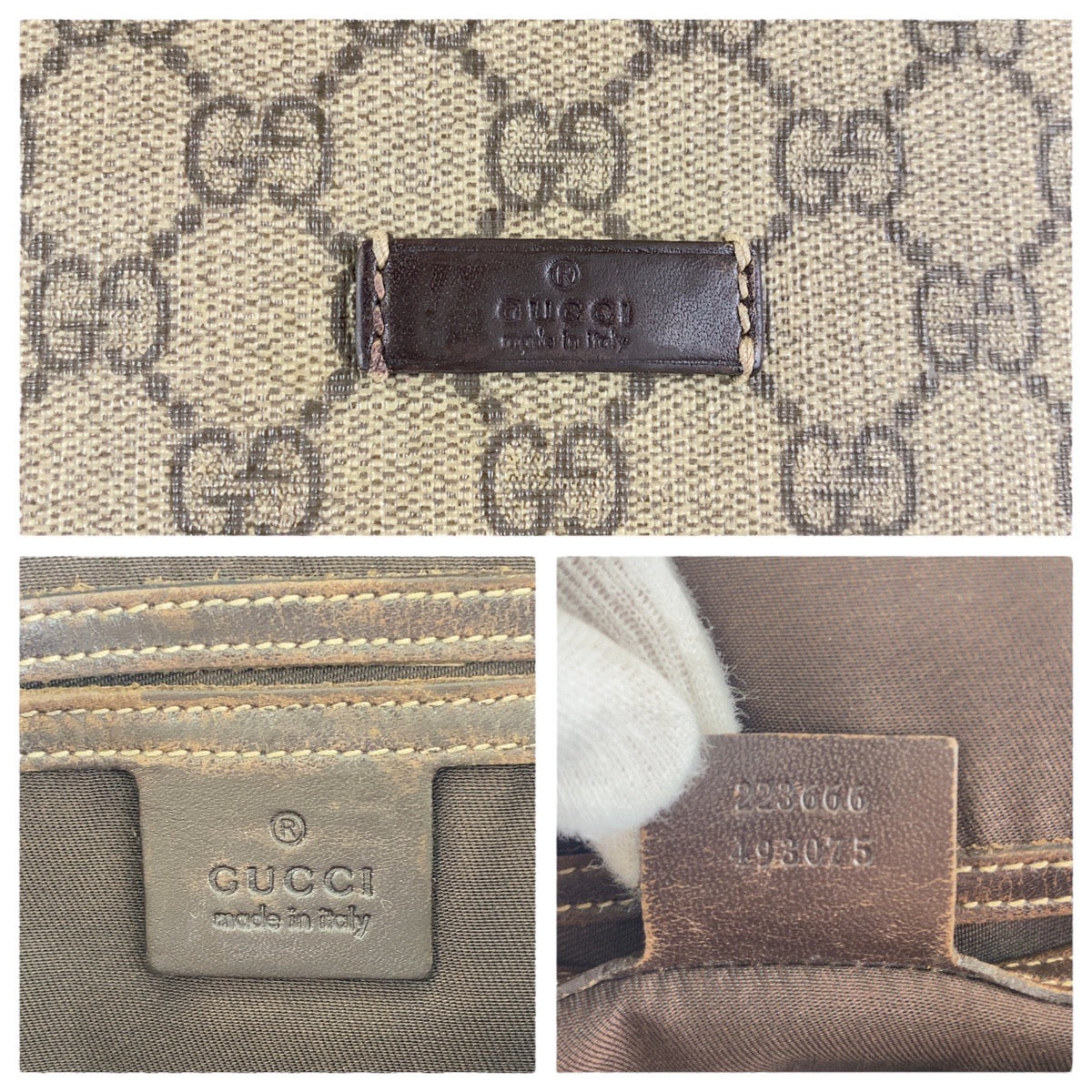 GUCCI Shoulder Bag 223666 GG Supreme Canvas Beige Brown SilverMetal Crossbody Shoulder Bag Unisex Women Used Authentic