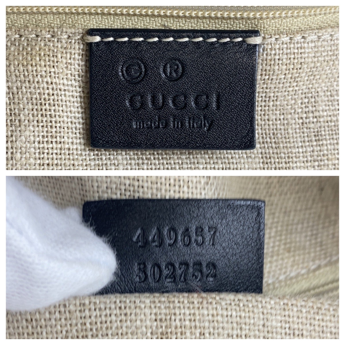 GUCCI Handbag 449657 leather Black GoldMetal Handbag Shoulder Bag Micro Guccisima Women Used Authentic