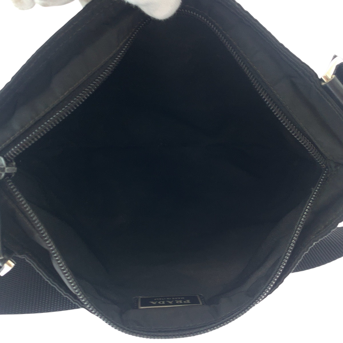 PRADA Shoulder Bag BT175Z Nylon Black SilverMetal Shoulder Bag Sacoche Test Triangle With logo mens Used Authentic