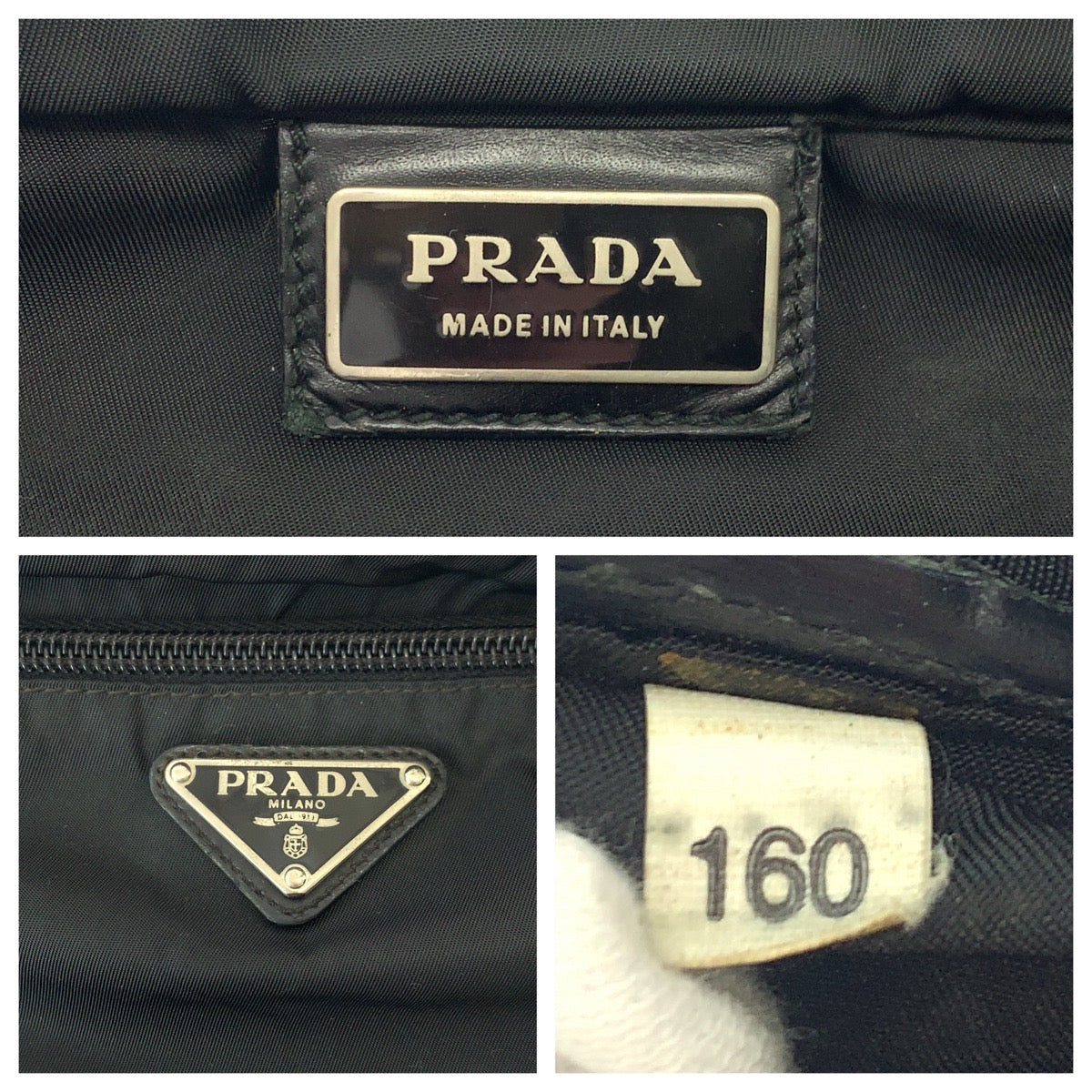 PRADA Shoulder Bag BT175Z Nylon Black SilverMetal Shoulder Bag Sacoche Test Triangle With logo mens Used Authentic