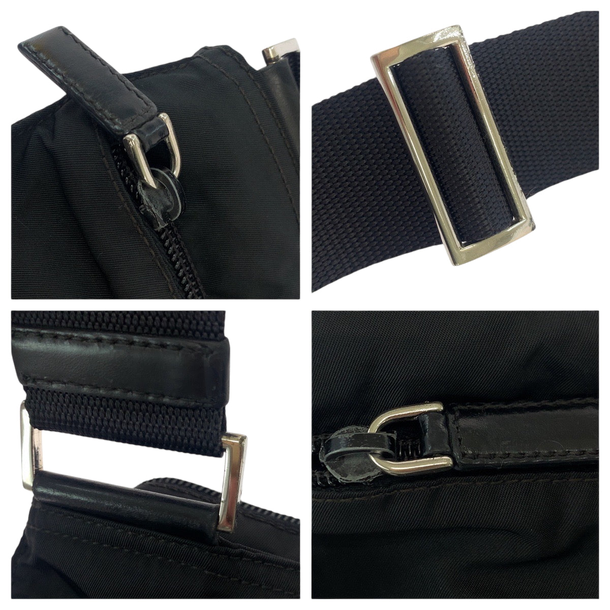 PRADA Shoulder Bag BT175Z Nylon Black SilverMetal Shoulder Bag Sacoche Test Triangle With logo mens Used Authentic