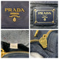 PRADA Tote Bag leather Navy Gold Metal Tote Bag Shoulder Bag Women Used Authentic