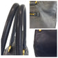 PRADA Tote Bag leather Navy Gold Metal Tote Bag Shoulder Bag Women Used Authentic