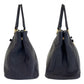 PRADA Tote Bag leather Navy Gold Metal Tote Bag Shoulder Bag Women Used Authentic
