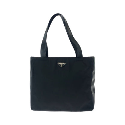 PRADA Tote Bag B8375 Nylon Black SilverMetal Tote Bag Shoulder Bag Test Triangle With logo Women Used Authentic
