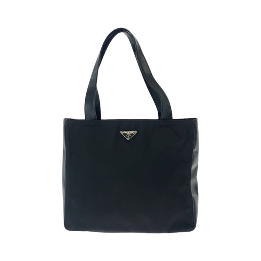 PRADA Tote Bag B8375 Nylon Black SilverMetal Tote Bag Shoulder Bag Test Triangle With logo Women Used Authentic