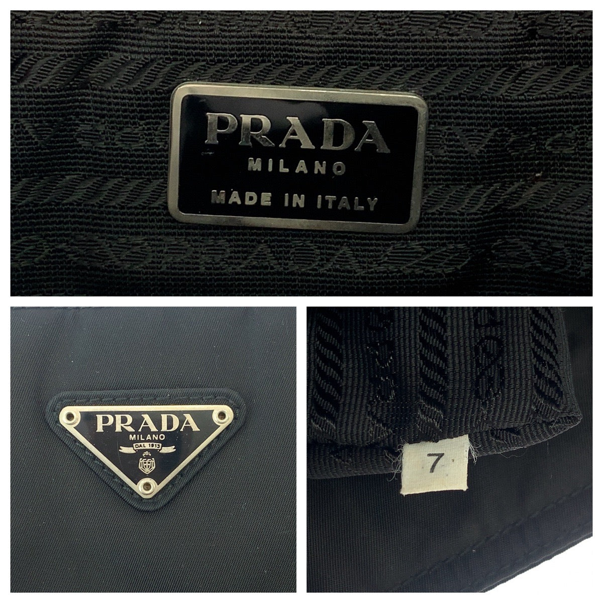 PRADA Tote Bag B8375 Nylon Black SilverMetal Tote Bag Shoulder Bag Test Triangle With logo Women Used Authentic