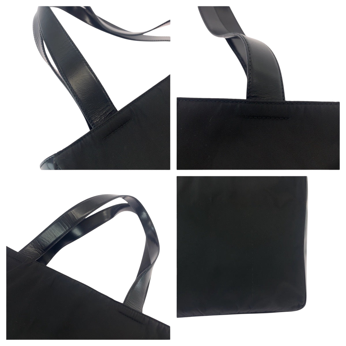 PRADA Tote Bag B8375 Nylon Black SilverMetal Tote Bag Shoulder Bag Test Triangle With logo Women Used Authentic