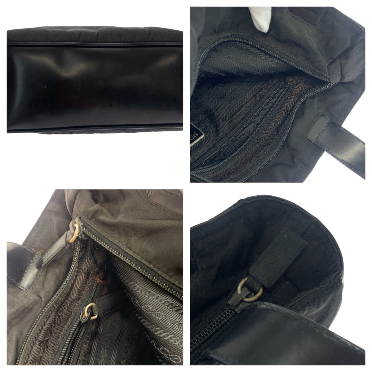 PRADA Tote Bag B8375 Nylon Black SilverMetal Tote Bag Shoulder Bag Test Triangle With logo Women Used Authentic