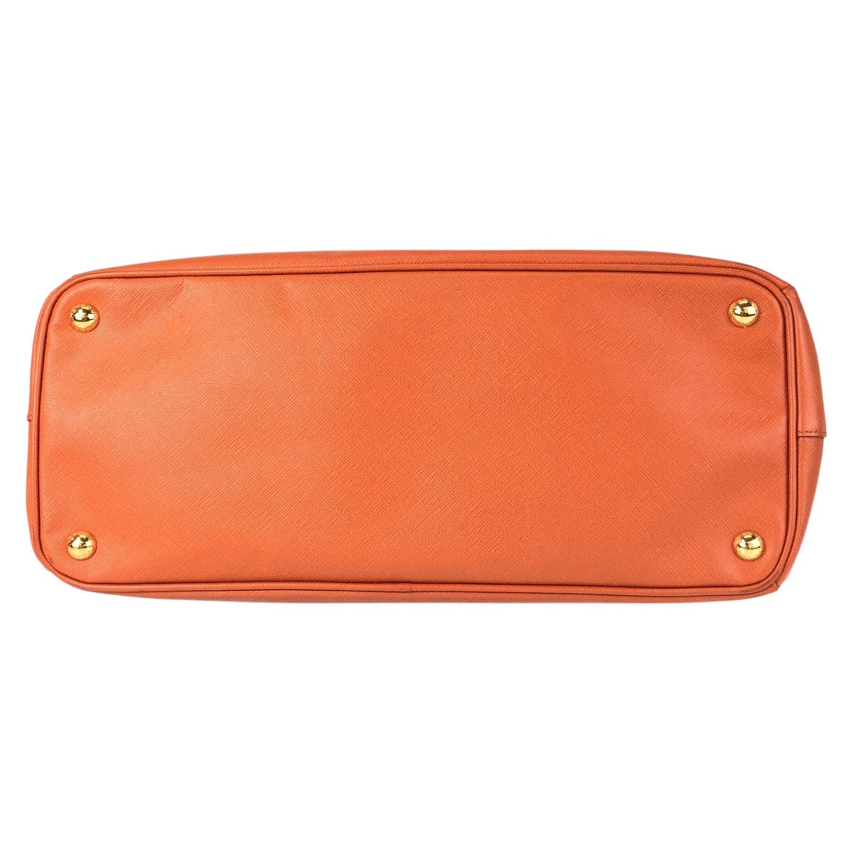 PRADA Handbag leather Orange GoldMetal Tote Bag handbag Safiano Women Used Authentic