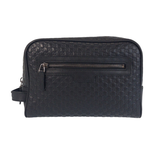 GUCCI business bag 419775 leather Black black business bag clutch bag Micro Guccisima mens Used Authentic