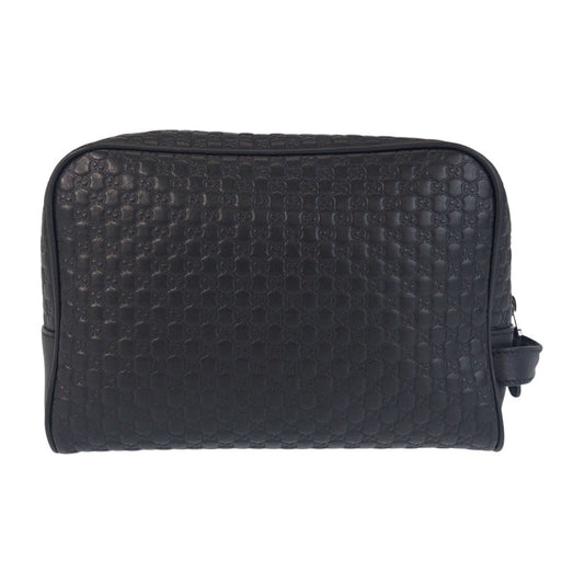 GUCCI business bag 419775 leather Black black business bag clutch bag Micro Guccisima mens Used Authentic