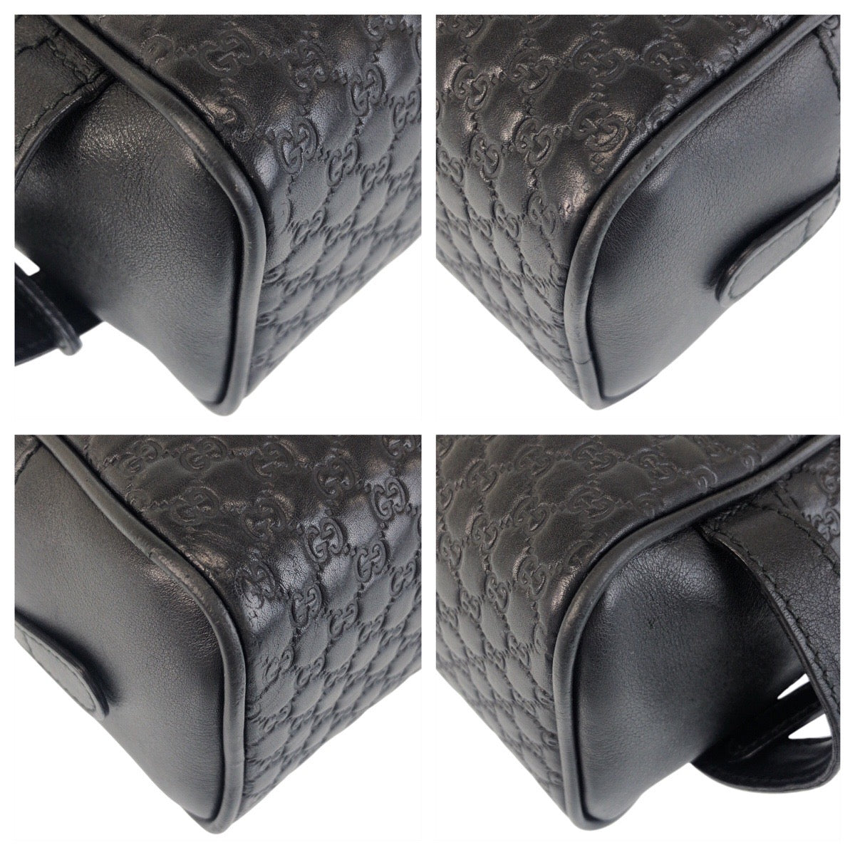 GUCCI business bag 419775 leather Black black business bag clutch bag Micro Guccisima mens Used Authentic