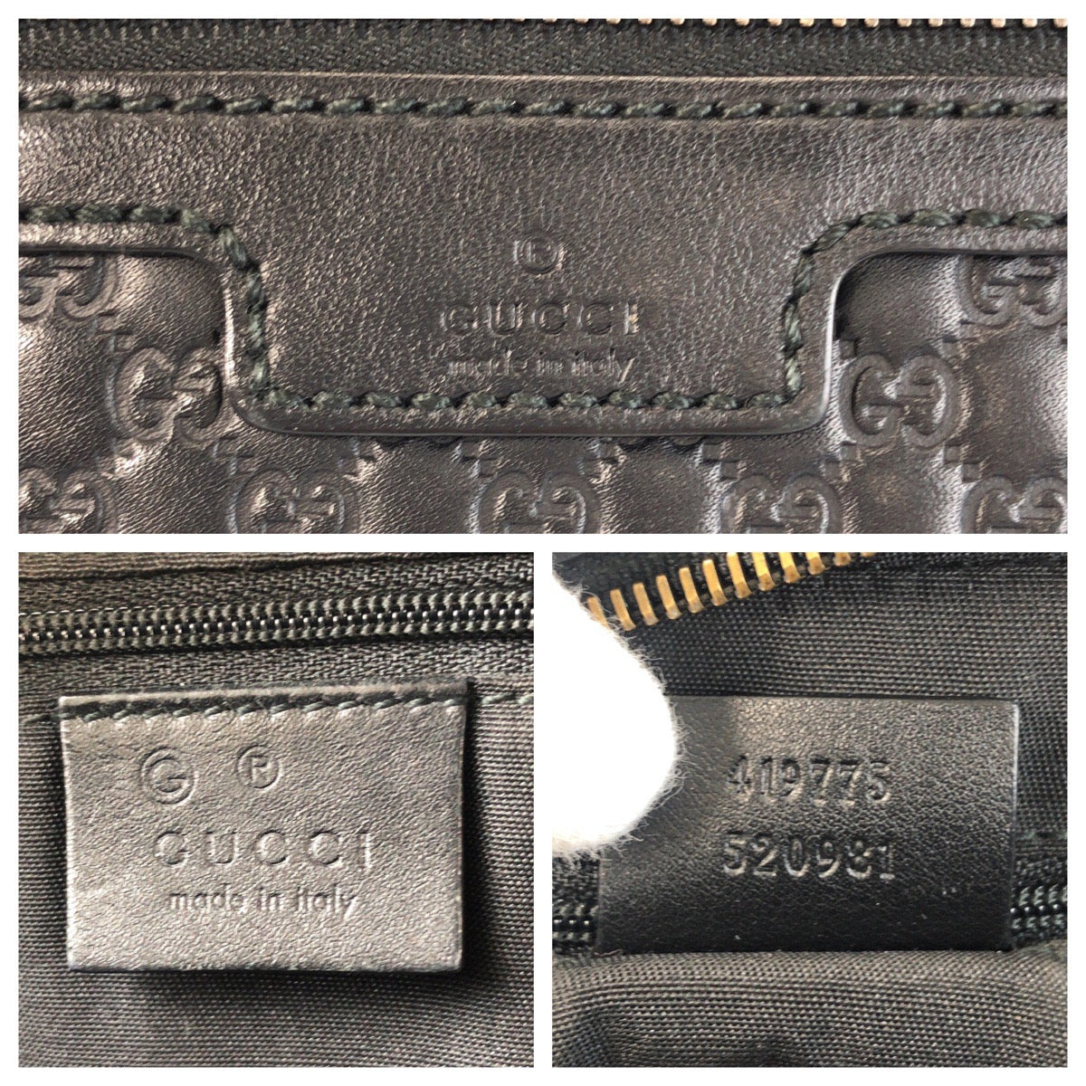 GUCCI business bag 419775 leather Black black business bag clutch bag Micro Guccisima mens Used Authentic