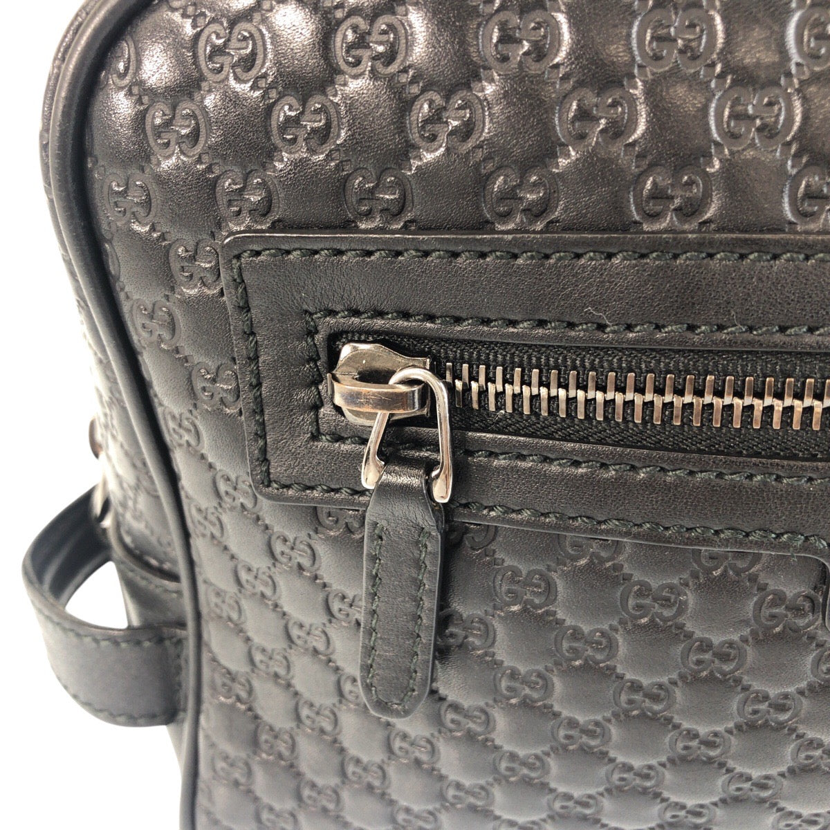 GUCCI business bag 419775 leather Black black business bag clutch bag Micro Guccisima mens Used Authentic