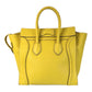 CELINE Handbag CU-1102 leather Yellow SilverMetal Handbag Tote Bag Luggage mini shopper Women Used Authentic