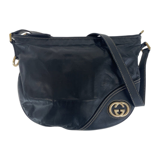 GUCCI Shoulder Bag 169998 leather Black Multicolor Gold Metal Crossbody Shoulder Bag Interlocking Women(Unisex) Used Authentic