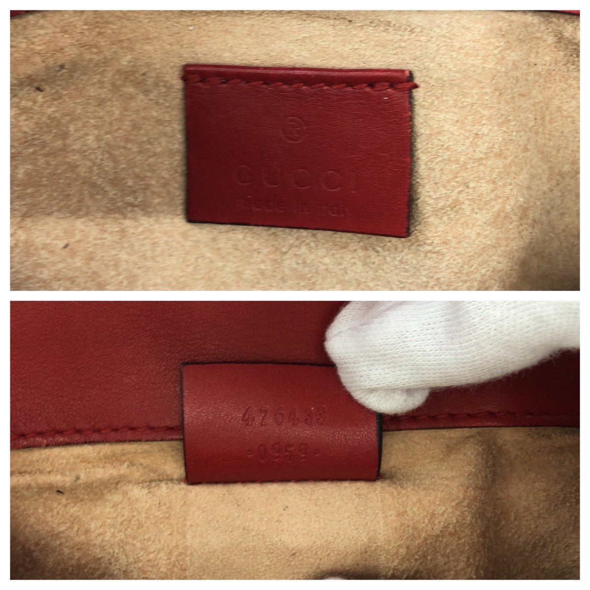 GUCCI Shoulder Bag 476433 leather Red Gold Metal ChainShoulder Bag GG Marmont Women Used Authentic