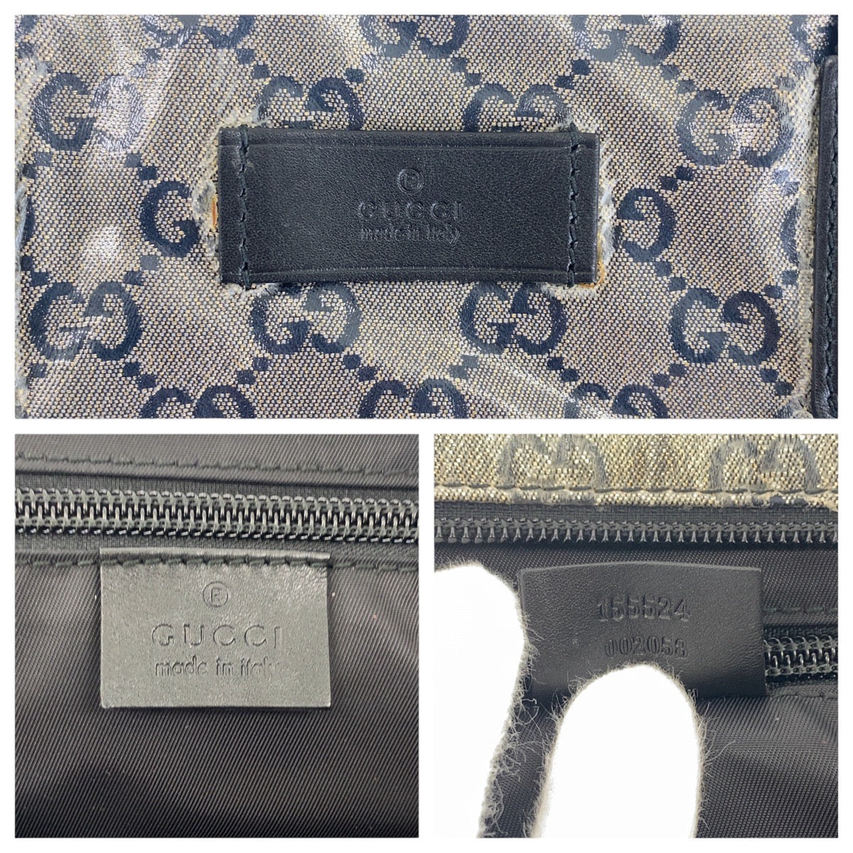 GUCCI Tote Bag 155524 Coated canvas Gray black Tote Bag Shoulder Bag Shoulder Bag Women(Unisex) Used Authentic