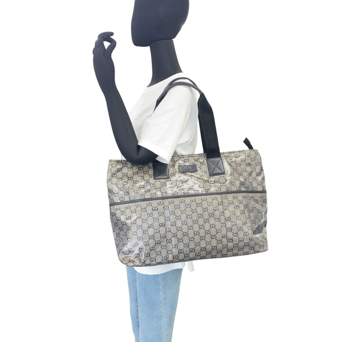 GUCCI Tote Bag 155524 Coated canvas Gray black Tote Bag Shoulder Bag Shoulder Bag Women(Unisex) Used Authentic