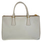 PRADA Tote Bag leather White GoldMetal Tote Bag handbag Safiano Galleria Women Used Authentic