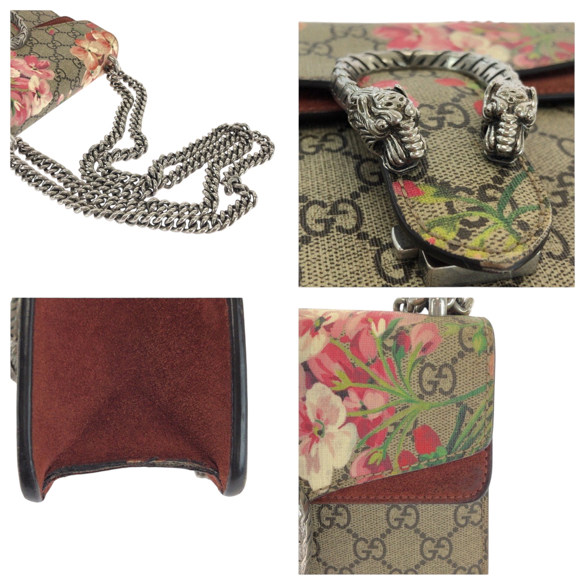 GUCCI Shoulder Bag 421970 GG Supreme Canvas Beige Multicolor SilverMetal GG Blooms Dionysus